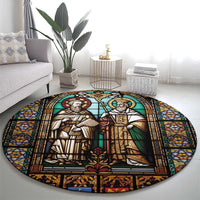 Happy Saints Cyril and Methodius Day Round Carpet Christian Stained-Glass Window