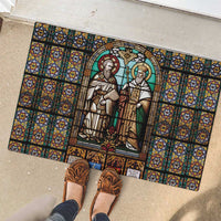 Happy Saints Cyril and Methodius Day Rubber Doormat Christian Stained-Glass Window