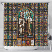 Happy Saints Cyril and Methodius Day Shower Curtain Christian Stained-Glass Window