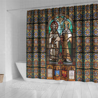Happy Saints Cyril and Methodius Day Shower Curtain Christian Stained-Glass Window