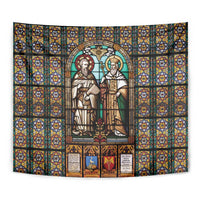 Happy Saints Cyril and Methodius Day Tapestry Christian Stained-Glass Window