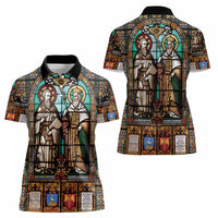 Happy Saints Cyril and Methodius Day Women Polo Shirt Christian Stained-Glass Window