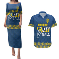 Custom Ukraine Volleyball Couples Matching Puletasi and Hawaiian Shirt Cholovicha Zbirna Ukrainy z Volejbolu