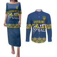 Custom Ukraine Volleyball Couples Matching Puletasi and Long Sleeve Button Shirt Cholovicha Zbirna Ukrainy z Volejbolu