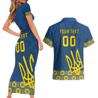 Custom Ukraine Volleyball Couples Matching Short Sleeve Bodycon Dress and Hawaiian Shirt Cholovicha Zbirna Ukrainy z Volejbolu
