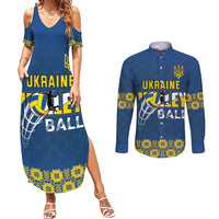 Custom Ukraine Volleyball Couples Matching Summer Maxi Dress and Long Sleeve Button Shirt Cholovicha Zbirna Ukrainy z Volejbolu