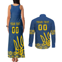 Custom Ukraine Volleyball Couples Matching Tank Maxi Dress and Long Sleeve Button Shirt Cholovicha Zbirna Ukrainy z Volejbolu