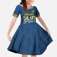 Custom Ukraine Volleyball Family Matching Off The Shoulder Long Sleeve Dress and Hawaiian Shirt Cholovicha Zbirna Ukrainy z Volejbolu