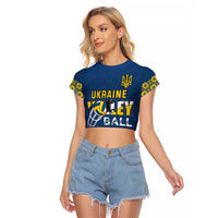 Custom Ukraine Volleyball Raglan Cropped T Shirt Cholovicha Zbirna Ukrainy z Volejbolu