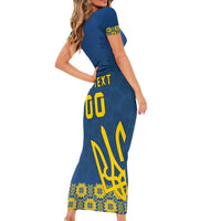 Custom Ukraine Volleyball Short Sleeve Bodycon Dress Cholovicha Zbirna Ukrainy z Volejbolu