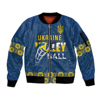 Custom Ukraine Volleyball Sleeve Zip Bomber Jacket Cholovicha Zbirna Ukrainy z Volejbolu