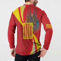 Catalonia Spain Button Sweatshirt Basilica de la Sagrada Familia