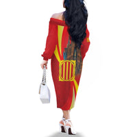 Catalonia Spain Family Matching Off The Shoulder Long Sleeve Dress and Hawaiian Shirt Basilica de la Sagrada Familia