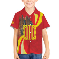 Catalonia Spain Family Matching Off The Shoulder Long Sleeve Dress and Hawaiian Shirt Basilica de la Sagrada Familia