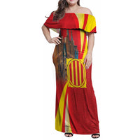 Catalonia Spain Family Matching Off Shoulder Maxi Dress and Hawaiian Shirt Basilica de la Sagrada Familia
