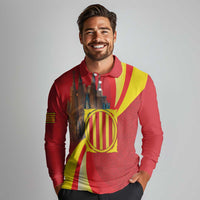 Catalonia Spain Long Sleeve Polo Shirt Basilica de la Sagrada Familia