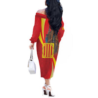 Catalonia Spain Off The Shoulder Long Sleeve Dress Basilica de la Sagrada Familia