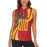 Catalonia Spain Women Sleeveless Polo Shirt Basilica de la Sagrada Familia