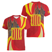Catalonia Spain Women V-Neck T-Shirt Basilica de la Sagrada Familia