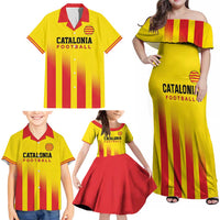Custom Catalonia Football Family Matching Off Shoulder Maxi Dress and Hawaiian Shirt Seleccio de futbol de Catalunya
