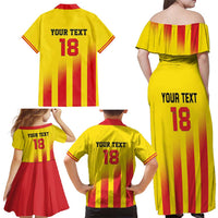 Custom Catalonia Football Family Matching Off Shoulder Maxi Dress and Hawaiian Shirt Seleccio de futbol de Catalunya