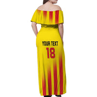 Custom Catalonia Football Family Matching Off Shoulder Maxi Dress and Hawaiian Shirt Seleccio de futbol de Catalunya