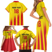 Custom Catalonia Football Family Matching Short Sleeve Bodycon Dress and Hawaiian Shirt Seleccio de futbol de Catalunya