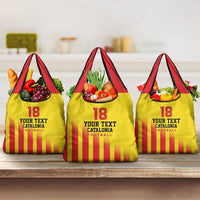 Custom Catalonia Football Grocery Bag Seleccio de futbol de Catalunya