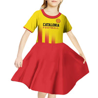 Custom Catalonia Football Kid Short Sleeve Dress Seleccio de futbol de Catalunya