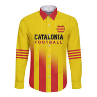 Custom Catalonia Football Long Sleeve Button Shirt Seleccio de futbol de Catalunya