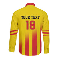 Custom Catalonia Football Long Sleeve Button Shirt Seleccio de futbol de Catalunya