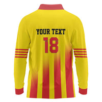 Custom Catalonia Football Long Sleeve Polo Shirt Seleccio de futbol de Catalunya