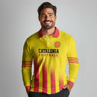 Custom Catalonia Football Long Sleeve Polo Shirt Seleccio de futbol de Catalunya