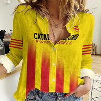 Custom Catalonia Football Women Casual Shirt Seleccio de futbol de Catalunya