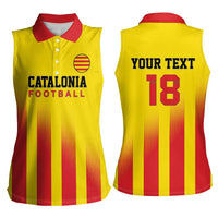 Custom Catalonia Football Women Sleeveless Polo Shirt Seleccio de futbol de Catalunya