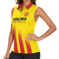 Custom Catalonia Football Women Sleeveless Polo Shirt Seleccio de futbol de Catalunya