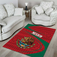 Mexico Coat Of Arms Area Rug With Folk Pattern - Wonder Print Shop