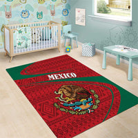 Mexico Coat Of Arms Area Rug With Folk Pattern - Wonder Print Shop