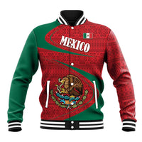 Mexico Coat Of Arms Baseball Jacket With Folk Pattern - Wonder Print Shop