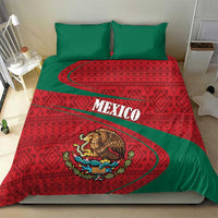 Mexico Coat Of Arms Bedding Set With Folk Pattern - Wonder Print Shop