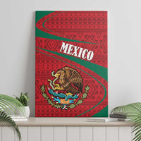 Mexico Coat Of Arms Canvas Wall Art With Folk Pattern - Wonder Print Shop