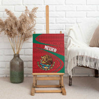 Mexico Coat Of Arms Canvas Wall Art With Folk Pattern - Wonder Print Shop
