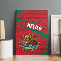 Mexico Coat Of Arms Canvas Wall Art With Folk Pattern - Wonder Print Shop