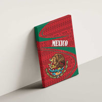 Mexico Coat Of Arms Canvas Wall Art With Folk Pattern - Wonder Print Shop