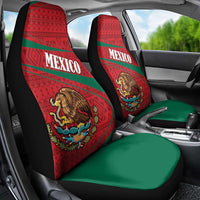 Mexico Coat Of Arms Car Seat Cover With Folk Pattern - Wonder Print Shop