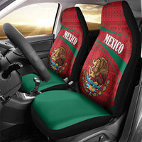 Mexico Coat Of Arms Car Seat Cover With Folk Pattern - Wonder Print Shop