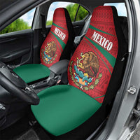 Mexico Coat Of Arms Car Seat Cover With Folk Pattern - Wonder Print Shop