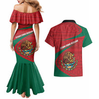 Mexico Coat Of Arms Couples Matching Mermaid Dress and Hawaiian Shirt With Folk Pattern - Wonder Print Shop