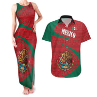 Mexico Coat Of Arms Couples Matching Tank Maxi Dress and Hawaiian Shirt With Folk Pattern - Wonder Print Shop