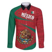 Mexico Coat Of Arms Family Matching Off Shoulder Short Dress and Hawaiian Shirt With Folk Pattern - Wonder Print Shop